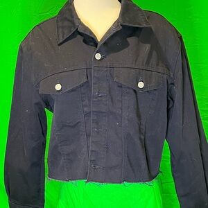 Black Cropped Denim Jacket